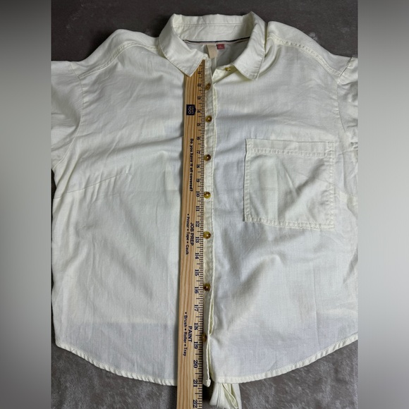 Anthropologie Pilcro Size XL Tie-Back Shrunken Shirt Ivory - Picture 14 of 14
